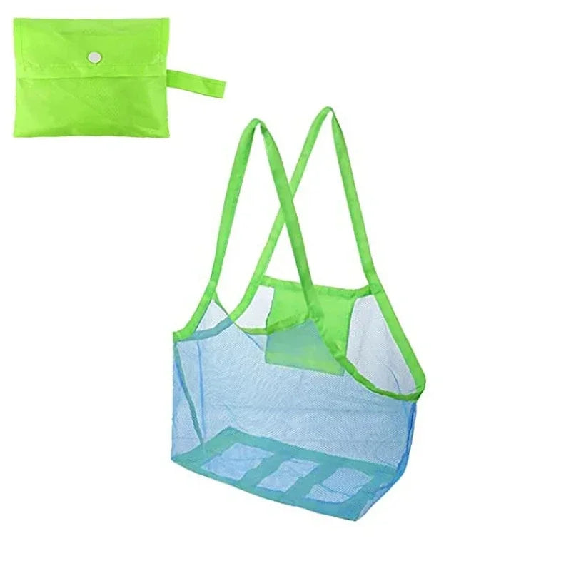 1pc Multicolor Large Mesh Beach Bag, Sand-Away Portable Tote With Convenient Hanging Hole, Breathable Foldable Storage For Toys Oasis Select blue