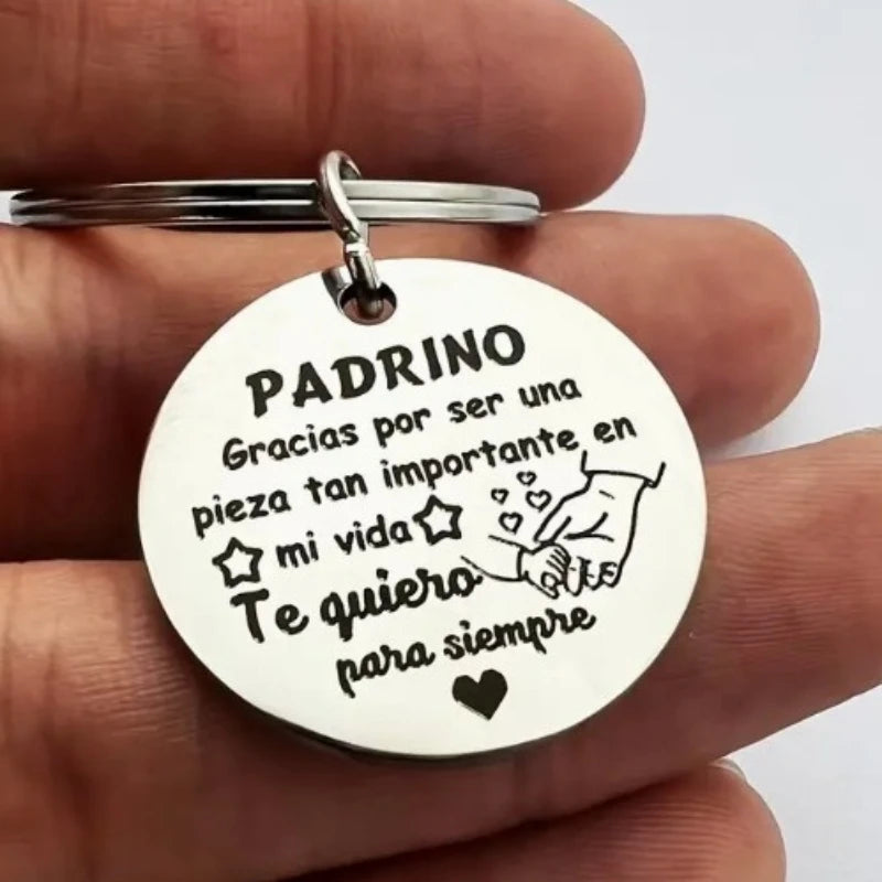 Stainless Steel Keychain,Godmother And Godfather Key Ring Gift,Funny Creative Key Chain With Key Buckle,Christmas Gift,Christmas Oasis Select B