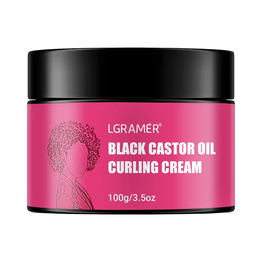 LGRAMÉR Black Castor Oil Curl Defining Cream Non-stick Hydrates & eliminates frizz, Hair-Smoothing Anti-Frizz Cream to Define Oasis Select 100g