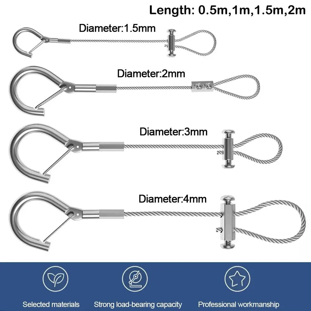 High Quality Stainless Steel Wire Rope Adjustable With Locking Retractable Fastening Hanging Rope Oasis Select