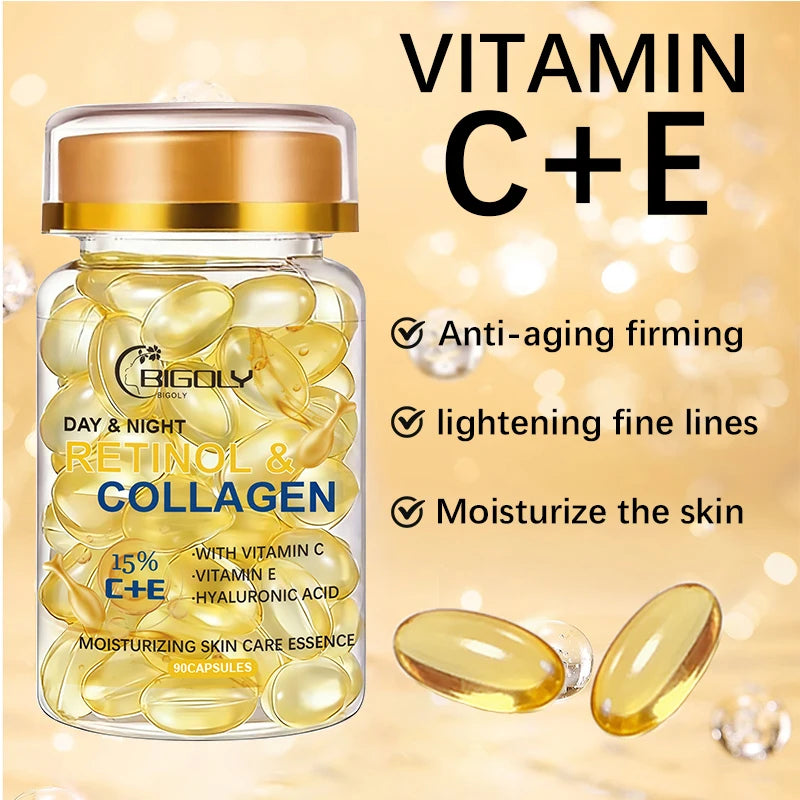 Retinol & Collagen Face Serum Capsules – 90ct Moisturizing Face Serum Capsules Oasis Select