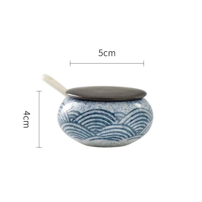 Ceramic Spice Jar Salt and Pepper Shakers Wooden Tray Seasoning Box Home Kitchen Tools Spice Organizer Jars Kitchen Accessories Oasis Select C Seasoning jar
