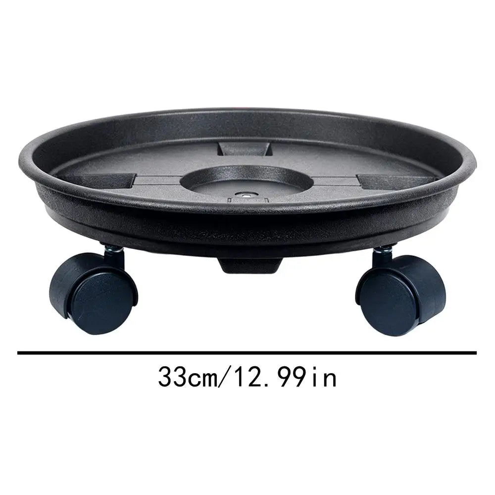 Universal Flower Pot Wheels Round Plastic Tray Heavy Duty Flower Pot Rack Plant Movable Rolling Potted Plant Stand With Rollers Oasis Select 33cm