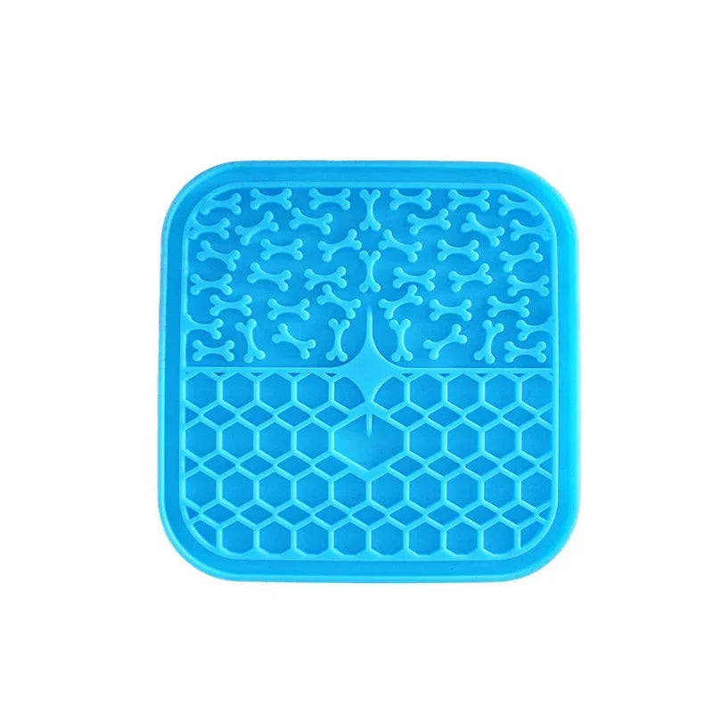 Silicone Licking Mat for Dogs Slow Feeder Bowl to Prevent Fast Eating Anxiety Relief and Mental Stimulation Interactive Toy Oasis Select W053-Blue