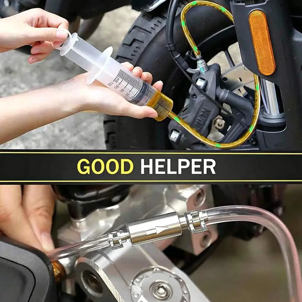 100ml Car Brake Fluid Extractor Syringe Kit With 50CM Hose Oil Pump Motorcycle Maintenance Tools With Clamp Adapter Bleed Screw Oasis Select