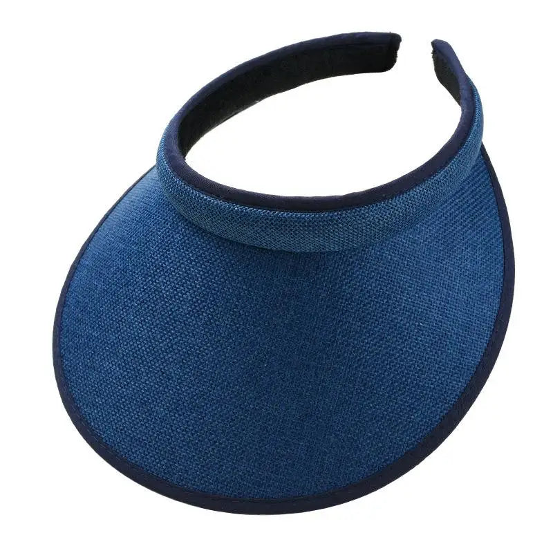 Women's Straw Sun Visor Hat UV Protection Adjustable Empty Top Casual Beach Golf Outdoor Sunshade Cap Oasis Select Dark blue