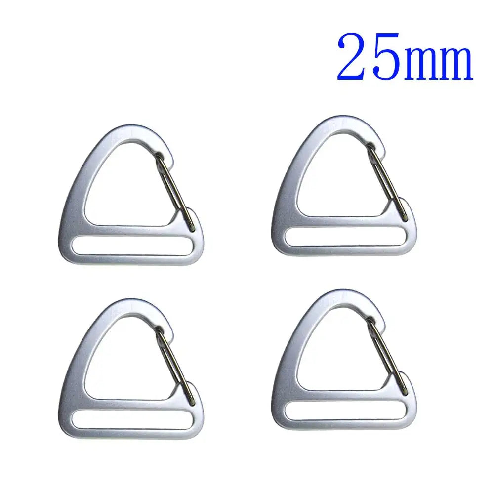4pcs 25/32/38mm Aluminum Alloy Carabiner Triangle Clip Hook For Kayak Chair Webbing Strap Backpack Hanging Hardware Oasis Select silver4pcs25mm