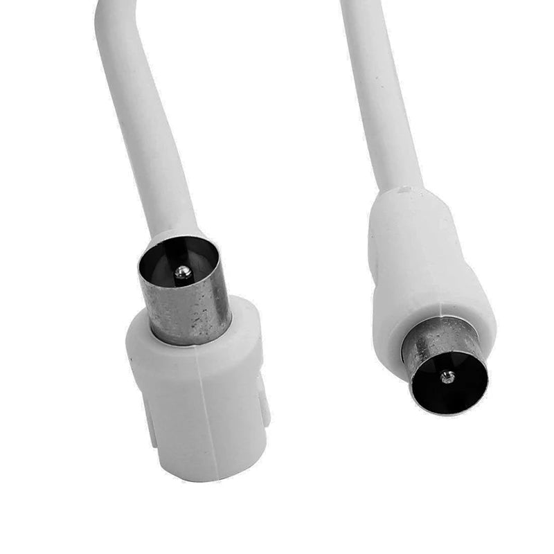 New Sale 2M Metre Right Angle Angled RF TV Aerial Lead Cable Male to Coax Coaxial White Oasis Select