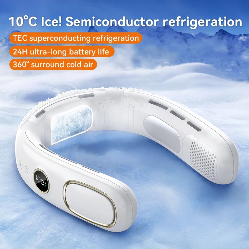 Bladeless Neck Fan 2026 – Portable Wearable Cooler Digital Display