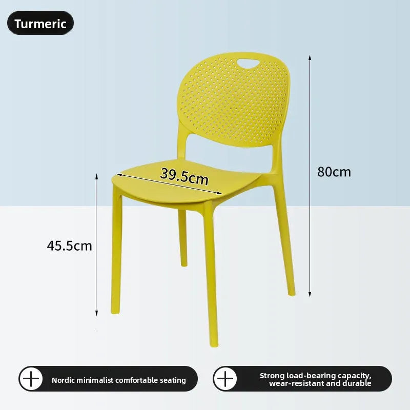 Plastic chair Back chair Thickened desk stool Study home bedroom Nordic creative dining chair can be stacked Oasis Select Turmeric 2 pieces