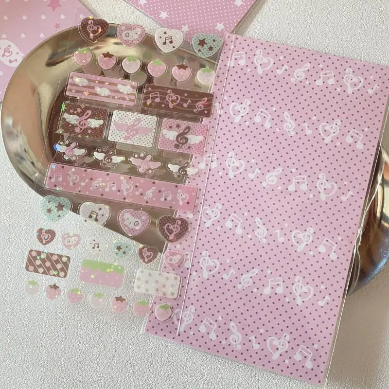 Musical Note & Strawberry Glitter Stickers | Cute DIY Decoration