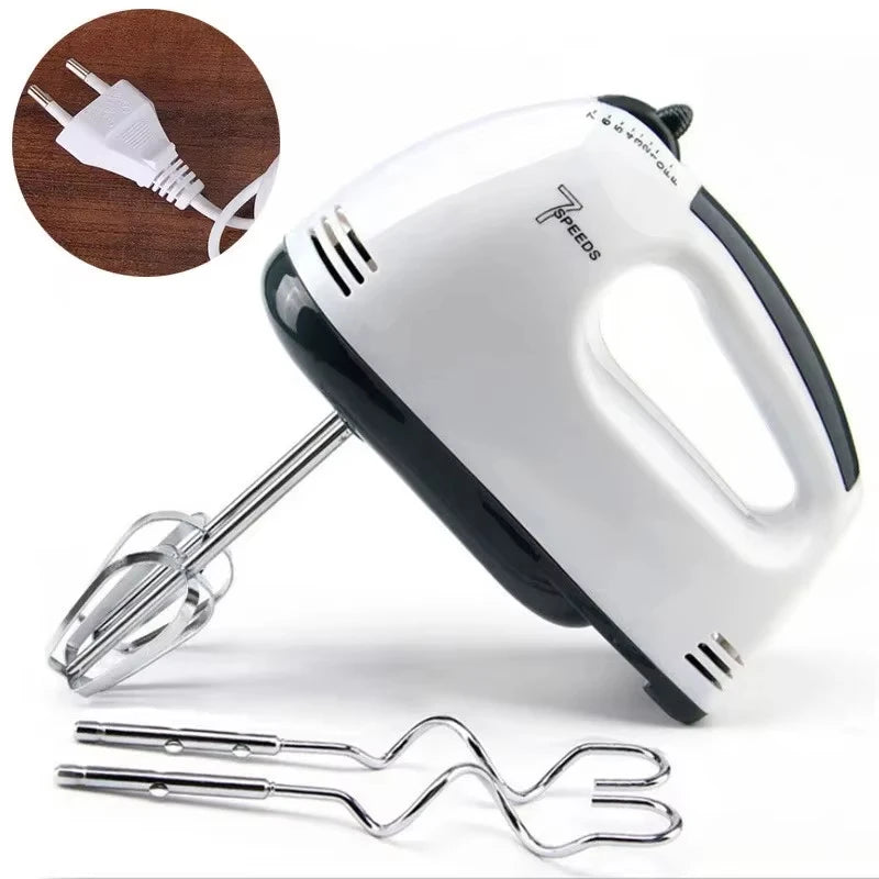 Handheld electric egg beater, household automatic mixer, egg white and cream beater, mini 7-speed white EU/US plug Oasis Select White-220V EU