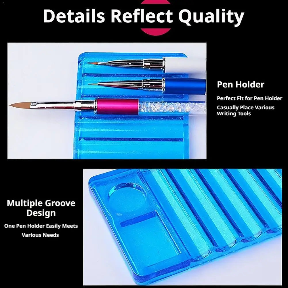 Acrylic Nail Art Brush Holder & Palette – 5-Pen Organizer Nail Art Organizer Oasis Select