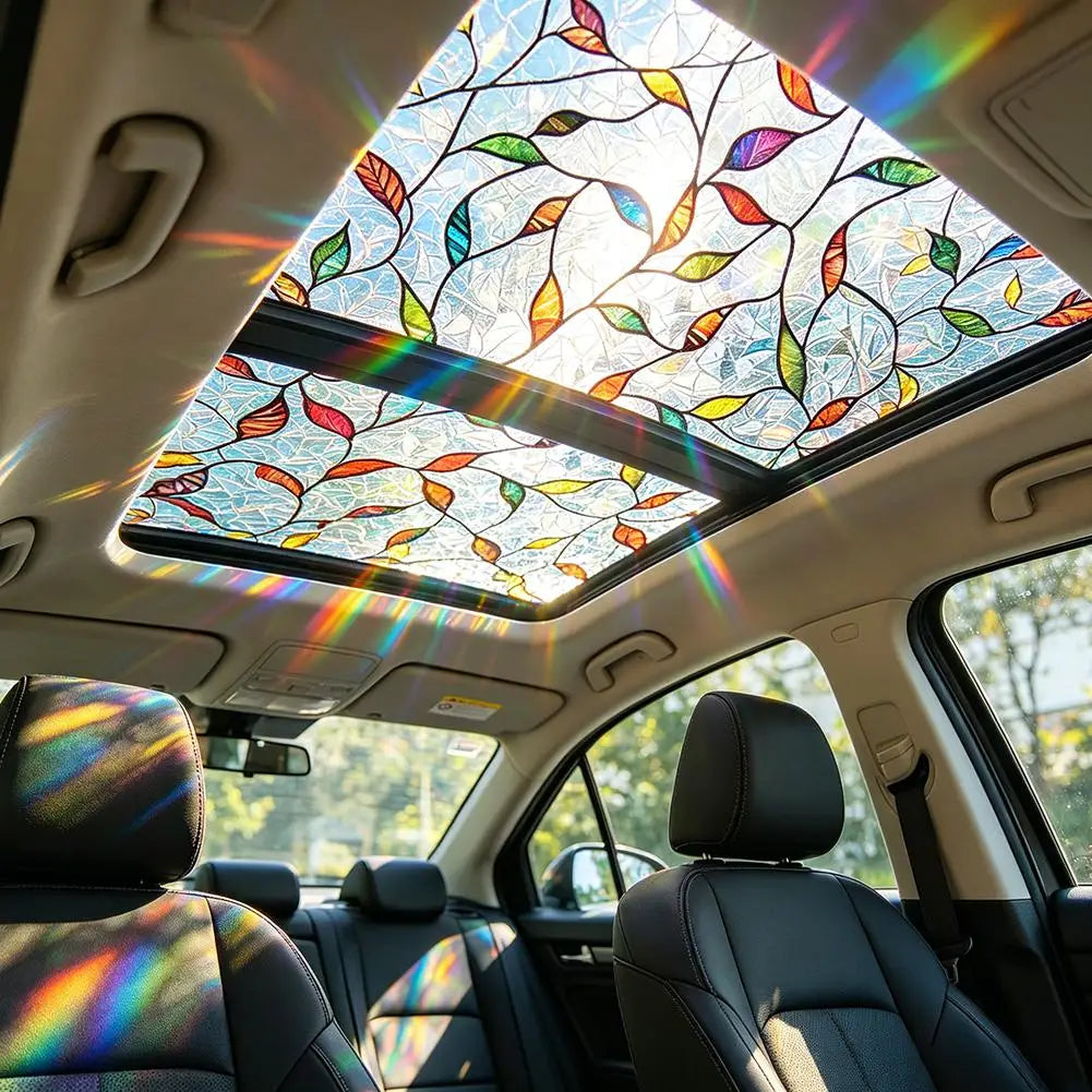 Car Sunroof Tinting Window Sticker Plant Floral Glass Decal Film Removable Home Decor Window Decoration Oasis Select