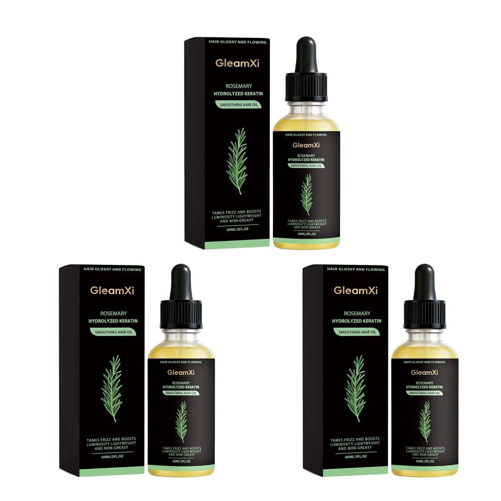 Gleamxi Rosemary Hair Growth Serum – Regrow & Repair 60ml Hair Growth Serum Oasis Select 3pcs