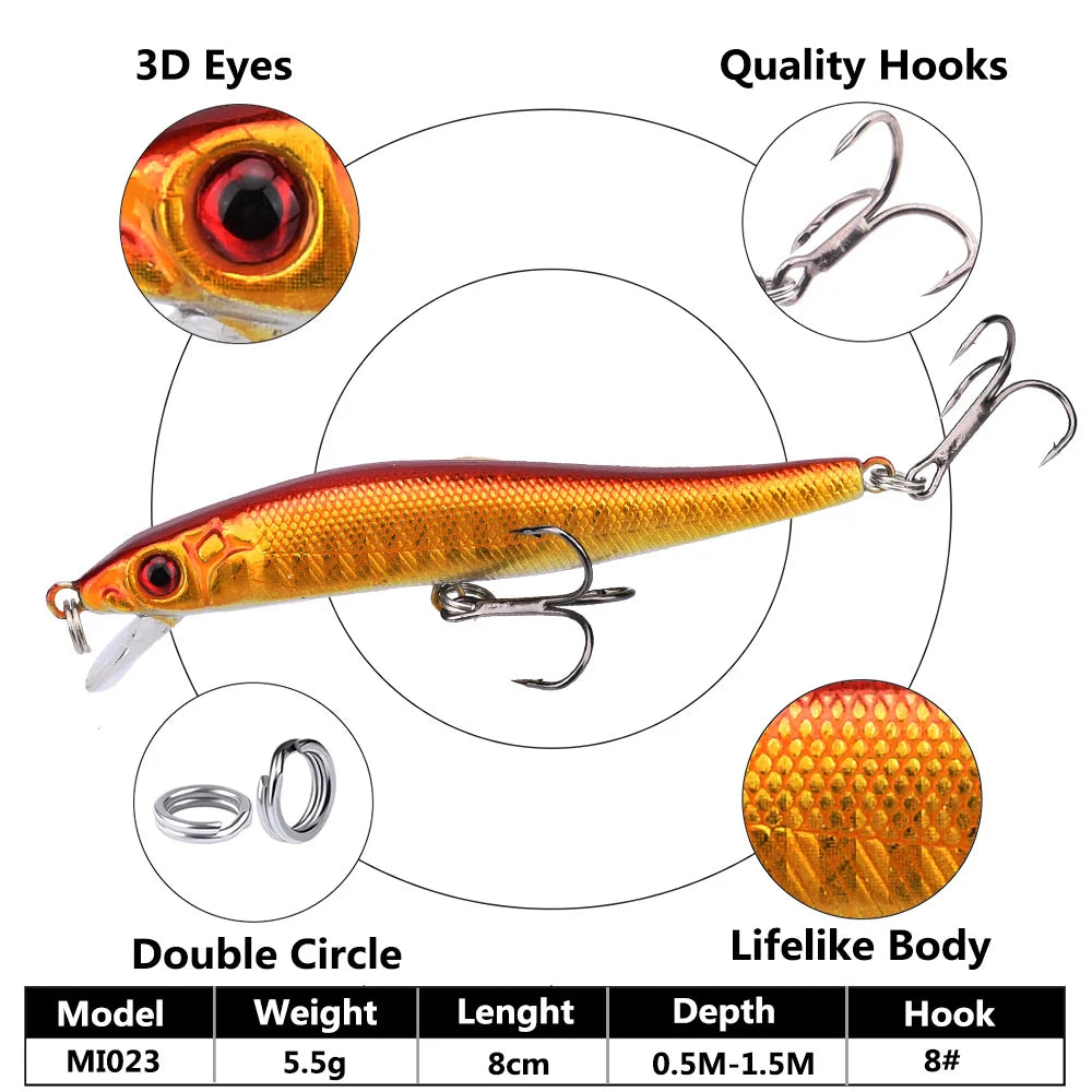 8cm/5.5g classic lure bait minnow hard bait imitation bait fishing gear pencil wave climbing Oasis Select