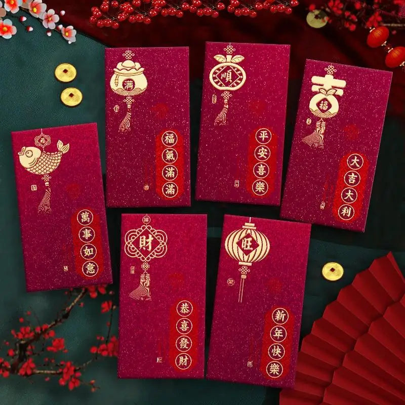 6Pcs Paper 2026 Horse Year Red Envelope Mini Cartoon Lucky Money Bag Traditional Blessing Red Pocket Marriage Celebration Oasis Select B6