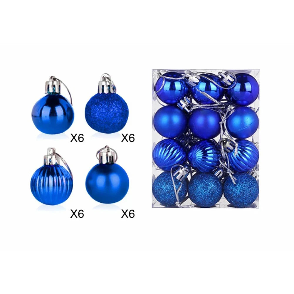 Decoration Christmas Baubles 24pcs set 30mm Christmas Tree Decoration Hanging Balls Ornament Party Home Decor Set