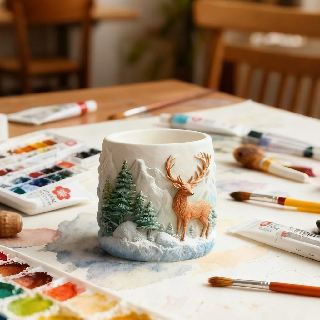 Deer Flowerpot Gypsum Cup Mold Aromatherapy Candle Cup Silicone Mold DIY Drip Storage Cup Mold Oasis Select