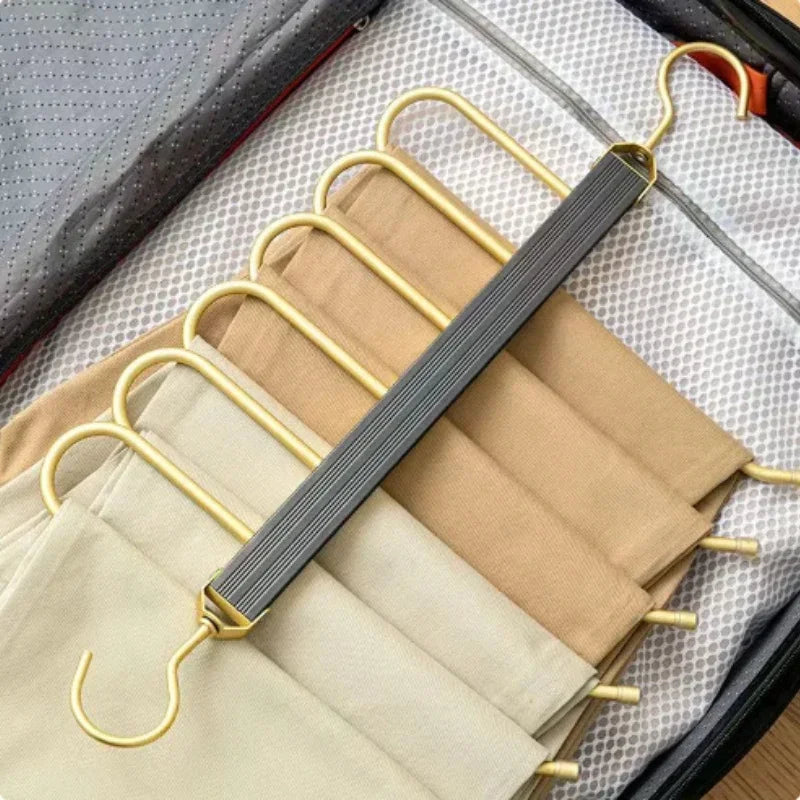 Multi-functional 6 in 1 Pants Hanger for Clothes Rack Adjustable Closet Organizer Trouser Storage Rack Pants Tie Storage Shelf Oasis Select