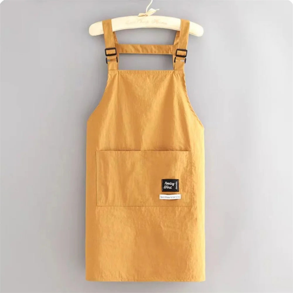 Fashion Strap Style Apron Waterproof Anti-fouling Nail Art Cafe Workwear Sleeveless Catering Waiter Work Clothes Oasis Select Yellow long