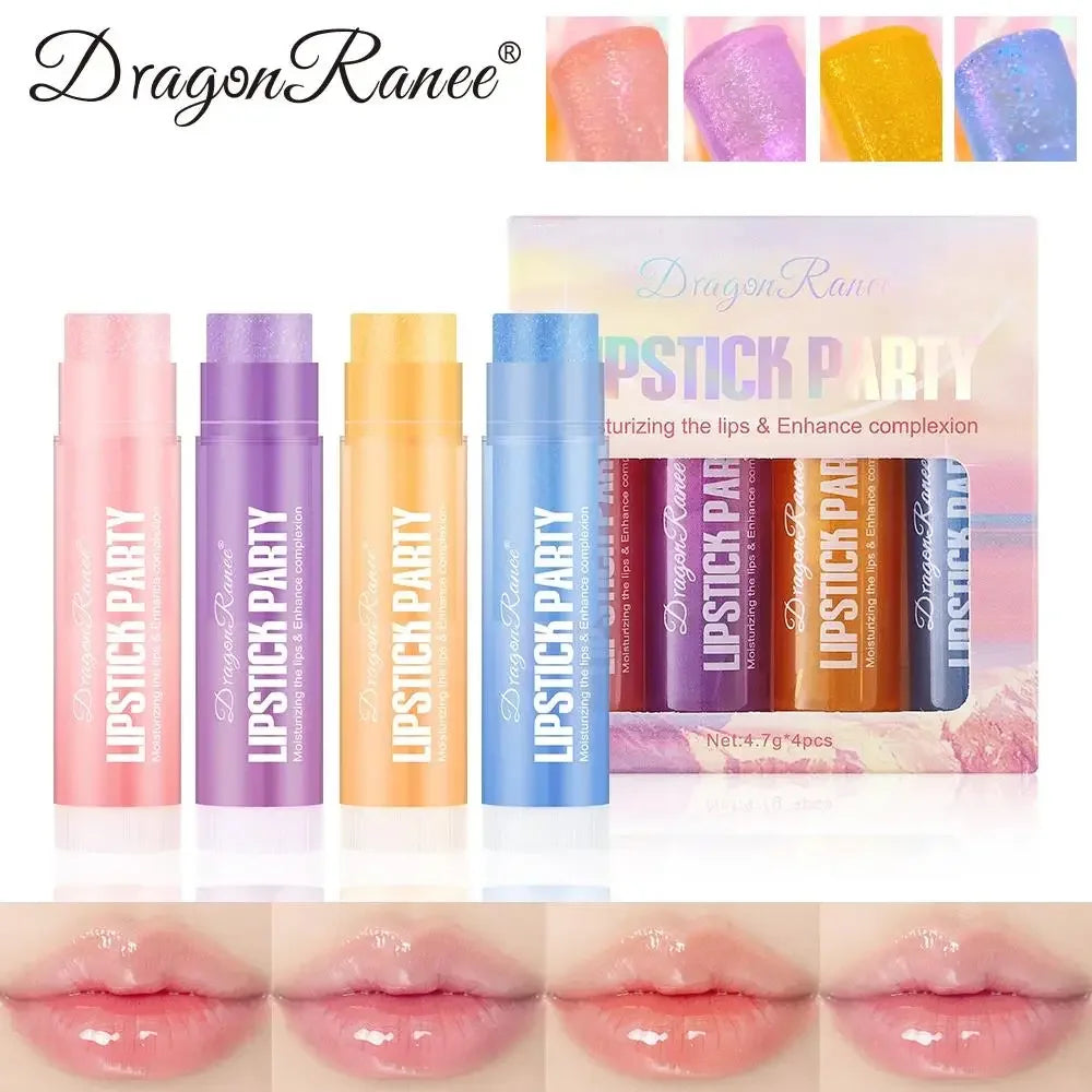Mirror Gloss Lipstick Set 4Pcs Shimmering Plumping Hydrating Long Lasting Nourishing Lip Makeup Oasis Select