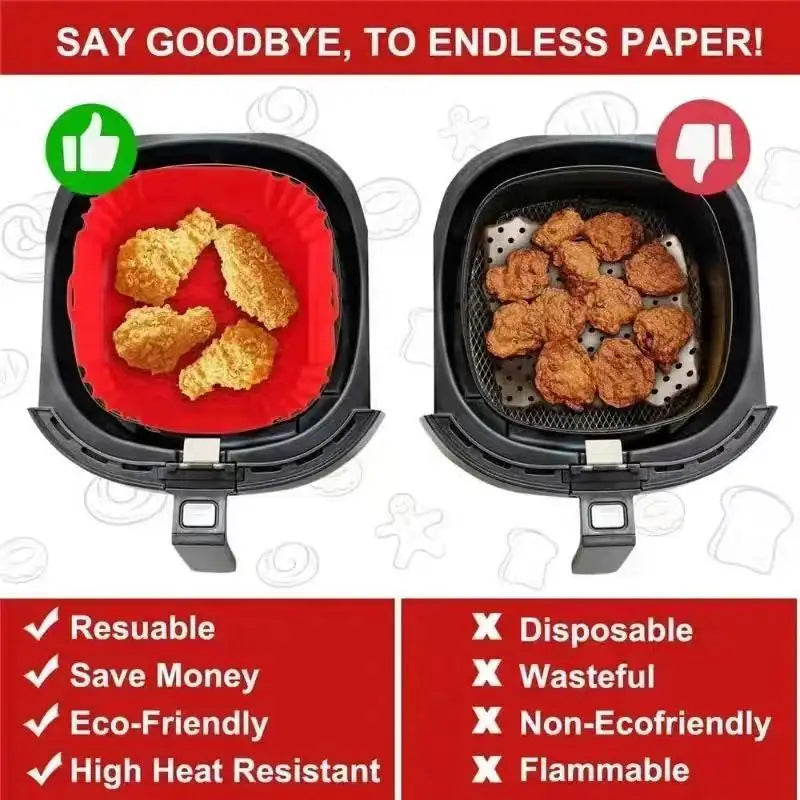 22cm Silicone Air Fryer Liner – Non-Stick Reusable Basket
