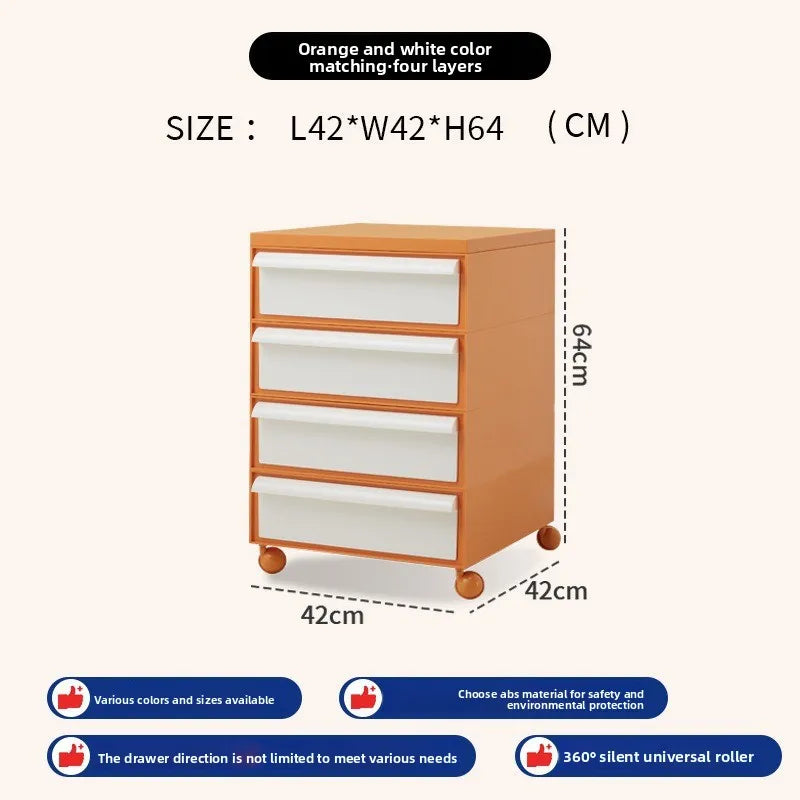 Removable panda cabinet medieval bedside table ins plastic multi-layer storage cabinet bedroom simple locker Oasis Select Orange white PS 4