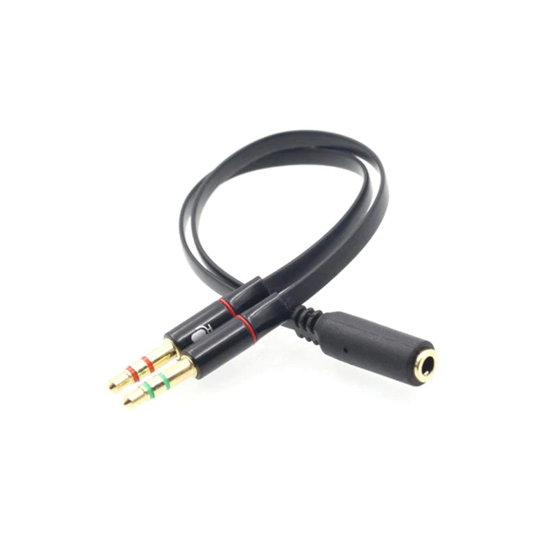 3.5mm TRRS Headset Splitter Adapter – Audio & Mic to 2 Male