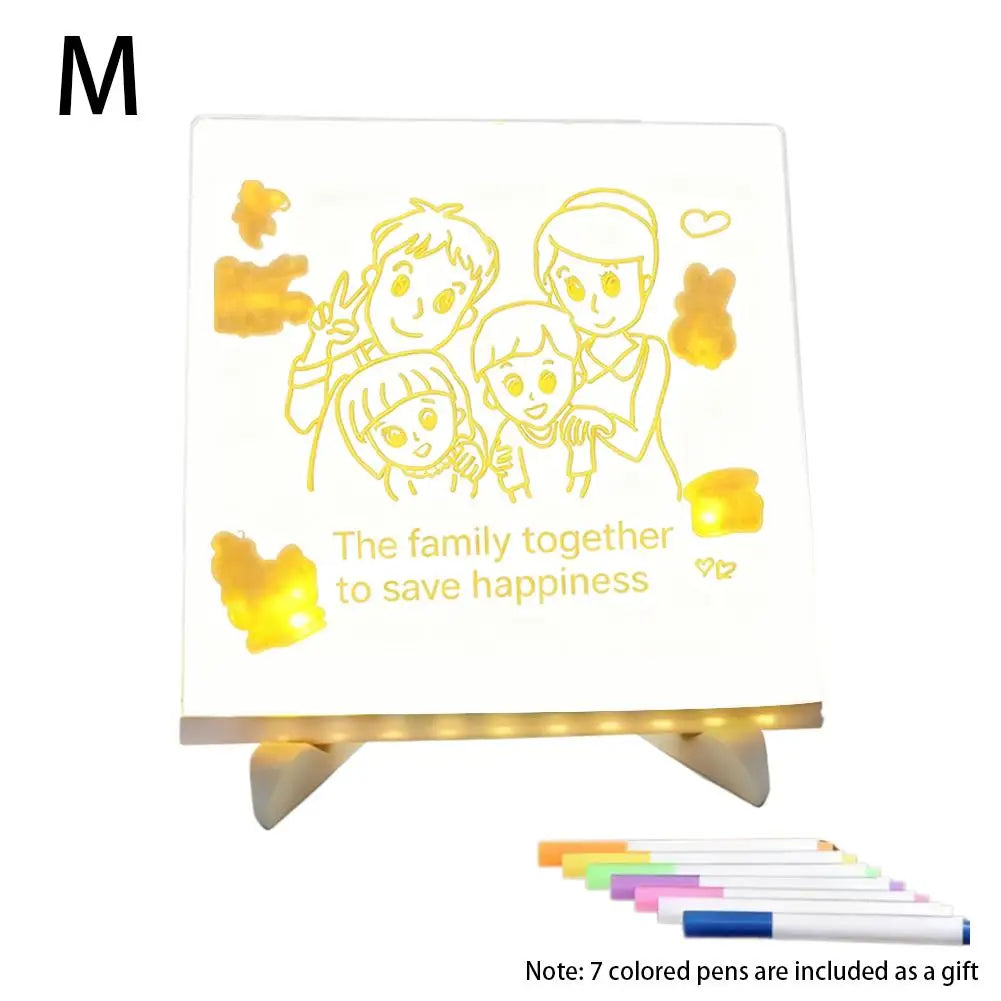 LED Acrylic Message Board with 7 Color Pens – Glowing Drawing Lamp LED Drawing Board Oasis Select M