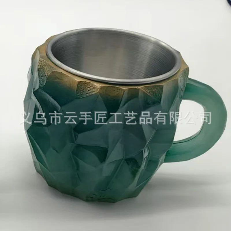 Fashionable Mineral Crystal Coffee Mugs, Imitation Resin Cups for Tea Coffee, Ideal for Christmas Gift Oasis Select green
