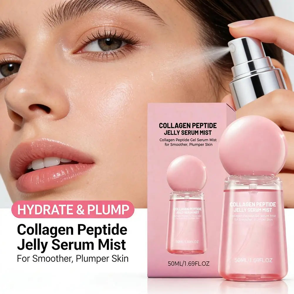 Collagen Peptide Jelly Serum Mist Plumping Smoothing Dry Skin Brighten Firming Deep Hydrating Spray Serum with Collagen Peptides Oasis Select