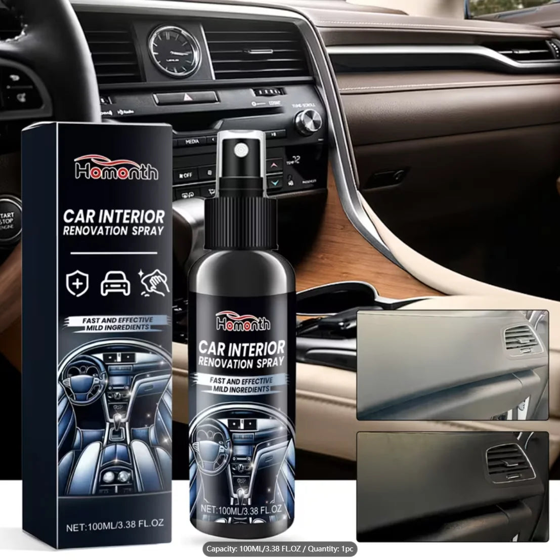 Car Interior Plastic & Leather Cleaner, Polish & Anti-Oxidation Car Interior Care Oasis Select