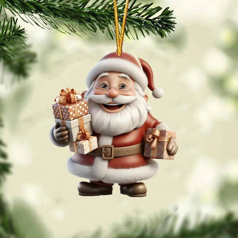 2D Santa Claus Acrylic Christmas Tree Hanging Ornament | 8cm