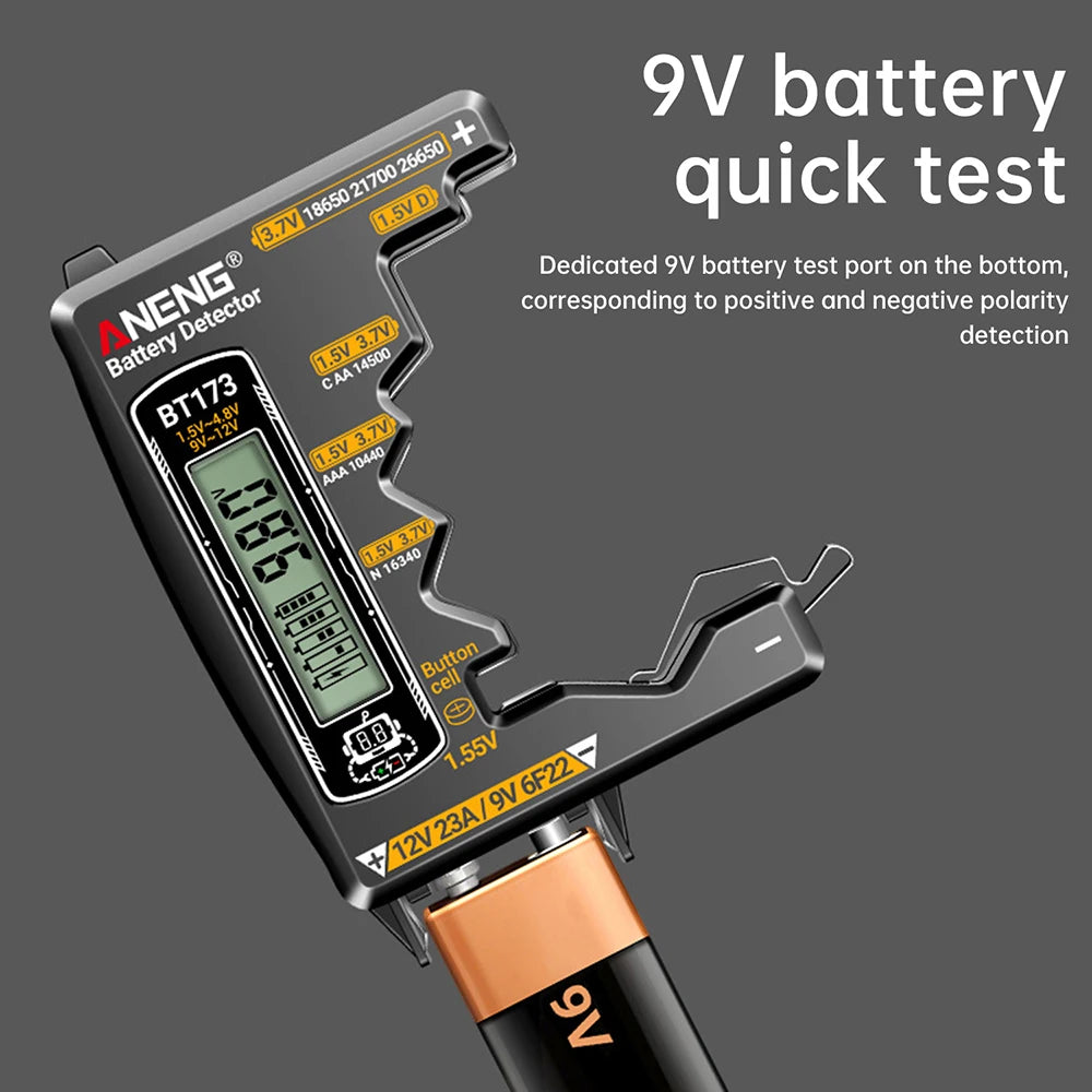 Universal Battery Tester ANENG BT173 Battery Detector Test C D AA AAA N 9V Cell Button Meter Visual Display Testing Tester Tools Oasis Select
