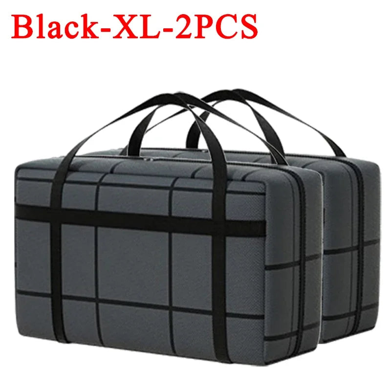 1-4Pcs Large Capacity Clothes Quilt Storage Bag Thickened Moving Storage Bag Portable Handheld Dustproof Luggage Bag Oasis Select Black-XL-2PCS