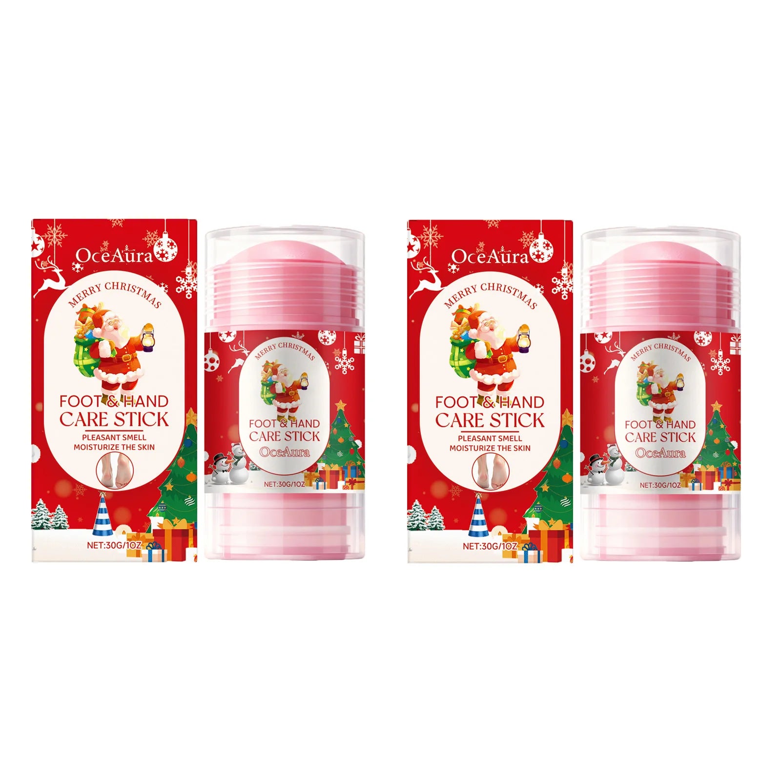 Christmas Urea Hand Foot Care Stick Moisturizing Balm for Dry Cracked Heels Elbows & Knees Gentle Exfoliation Softening Skin Oasis Select 2Pcs-B