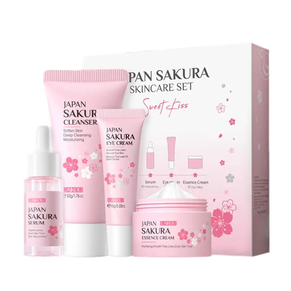 LAIKOU Sakura 5-Piece Skincare Set – Cleanser Toner Serum Cream Skincare Gift Set Oasis Select 4pcs set