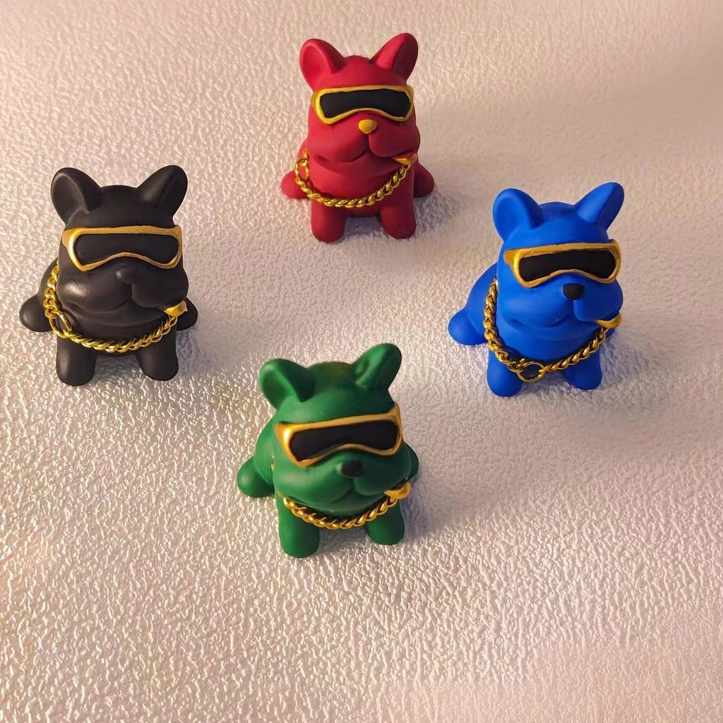 Car Ornaments Feel Comfortable Wear-resistant Green Bulldog Resin Material Car Dashboard Decoration Car Interior Accessories Oasis Select