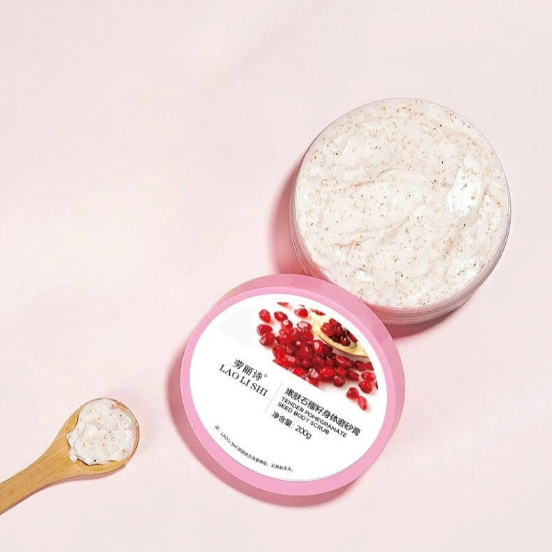 Sweet Peach Cream Body Scrub Ice Cream Pomegranate Seed Scrub Deep Cleansing Skin 250g Exfoliate Skin Cells Oasis Select pomegranate 200G