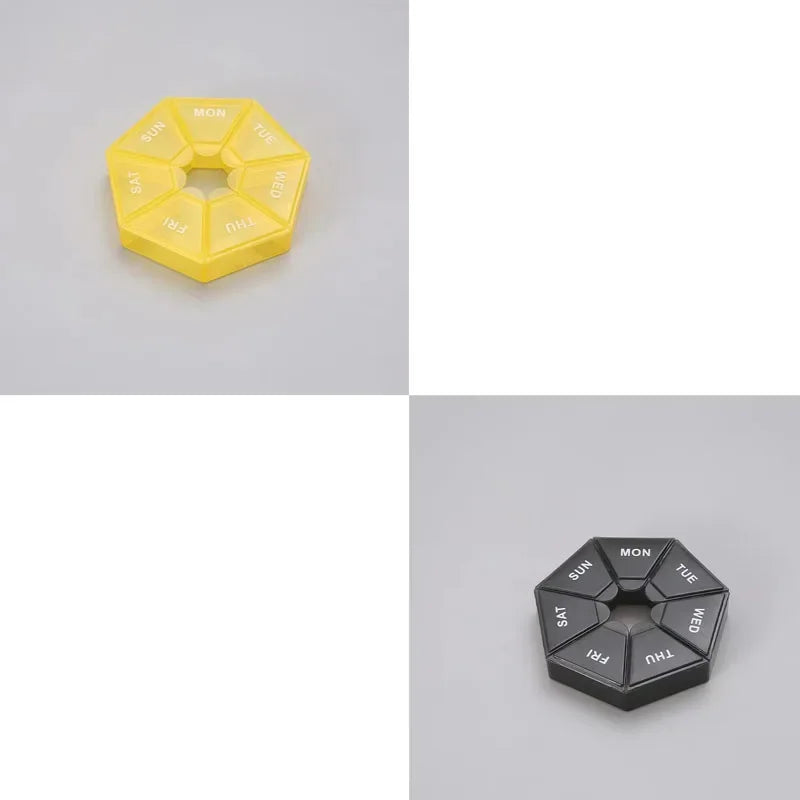 1/2/3Pcs A Week 7 Corners Pill Box Round 7 Boxes For One Week Small Pill Box Mini 7 Days Portable Points Medicine Jewelry Box Oasis Select 2pcs-mix