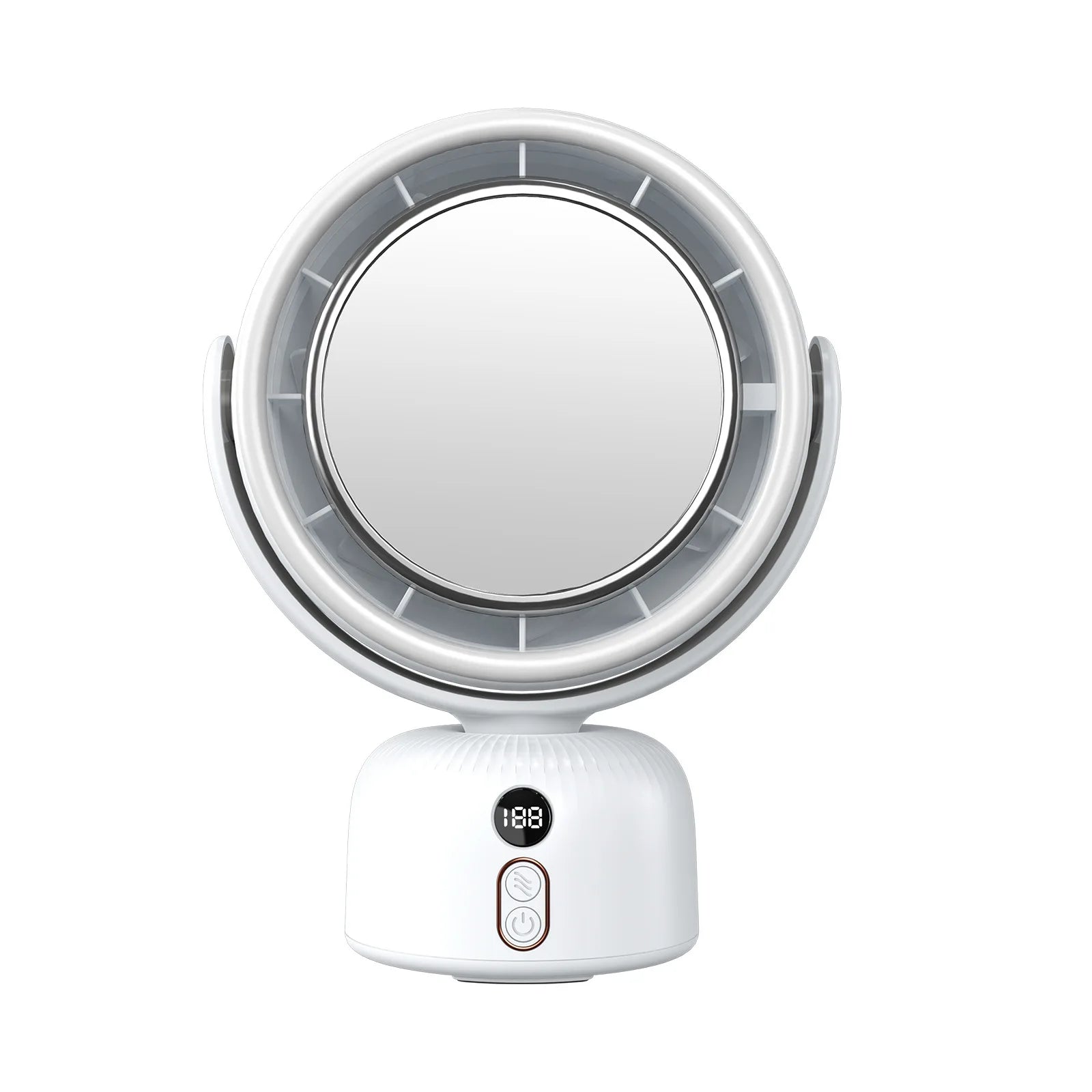 Cosmetic Mirror Bladeless Fan with LED Light – Portable Rechargeable