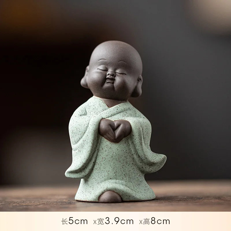 Creative Purple Clay Little Monk Zen Figure Cute Small Novice Desktop Decoration Tea Table Tea Ceremony Tea Pet Ornament Oasis Select 3