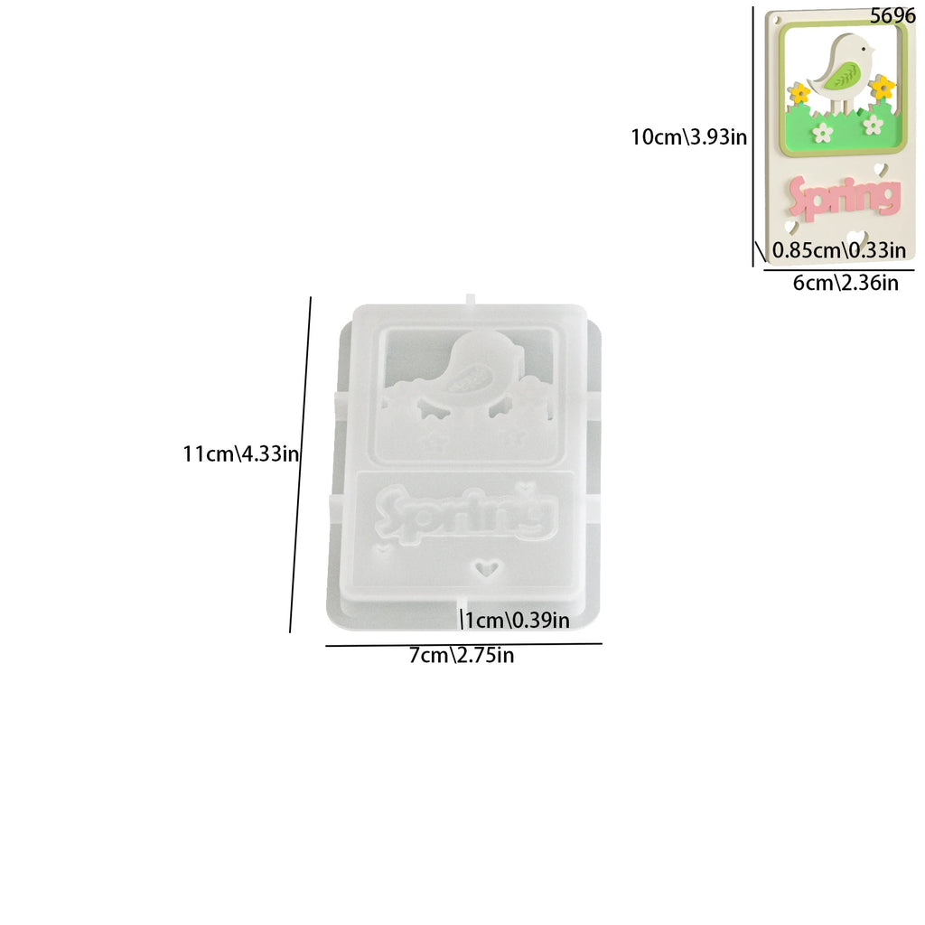 Plaster Craft Mold White Flower Hanging Silicone Mold Birdhouse Pendant Mold Lightweight For Home Decoration Easter Celebrations Oasis Select B