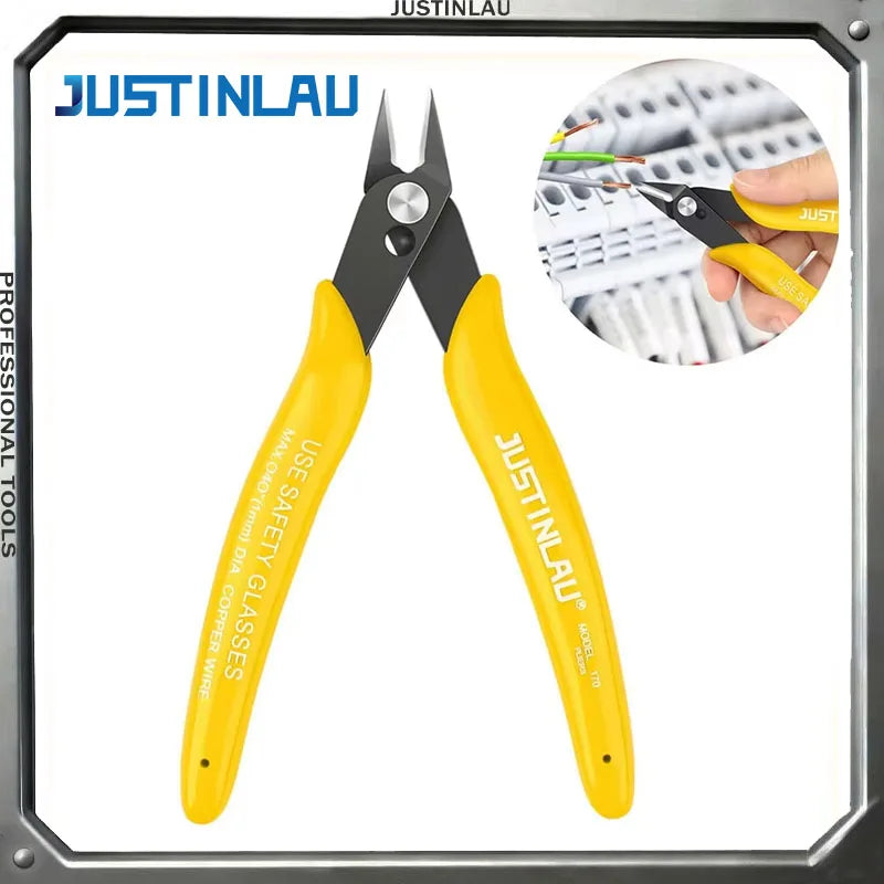 170 Wire Cutter DIY Trimmer Diagonal Side Cutting Cable Nippers Yellow Pliers Hand Mini Snips Flush Nipper Trimmer Hand Tools Oasis Select