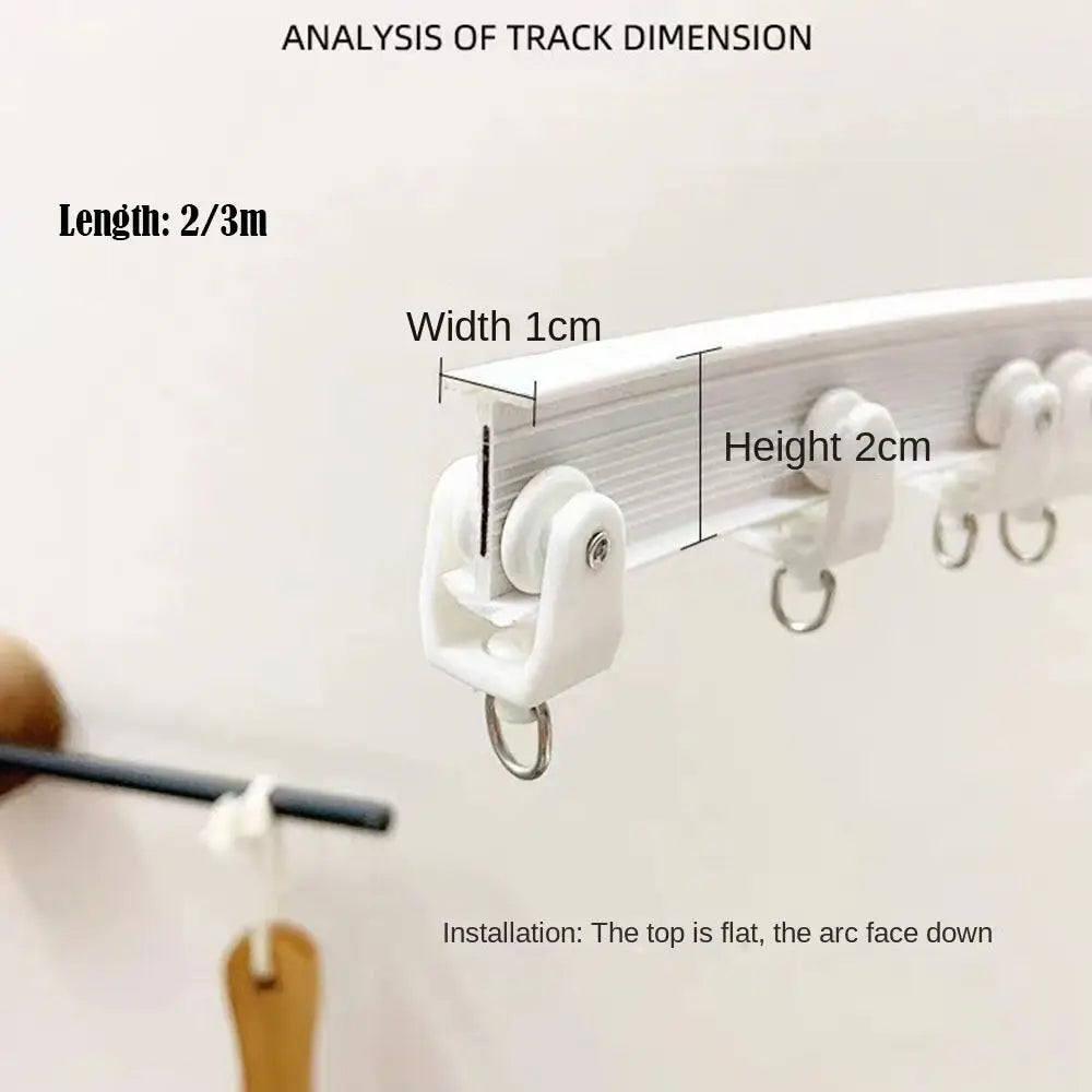 Durable 2/3 Meters Curtain Track Flexible Bendable U-shaped Curtain Slide Curtain Rail Ceiling Wall Mount Oasis Select