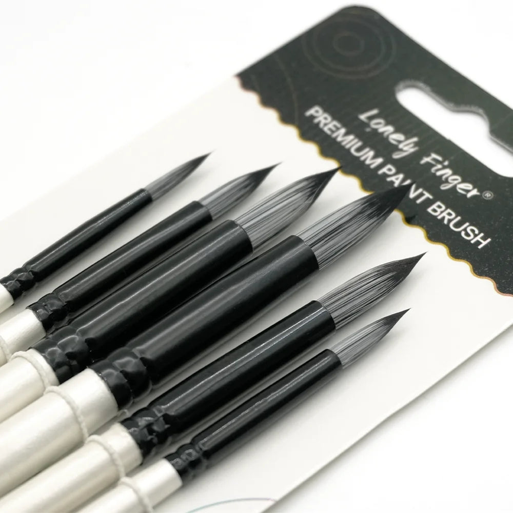 6/24 Pcs Paint Brush Set, Artist Paintbrushes for Acrylic Oil Watercolor Painting, Premium Nylon Hair Art Paint Brushes Oasis Select 6 BWhite Round