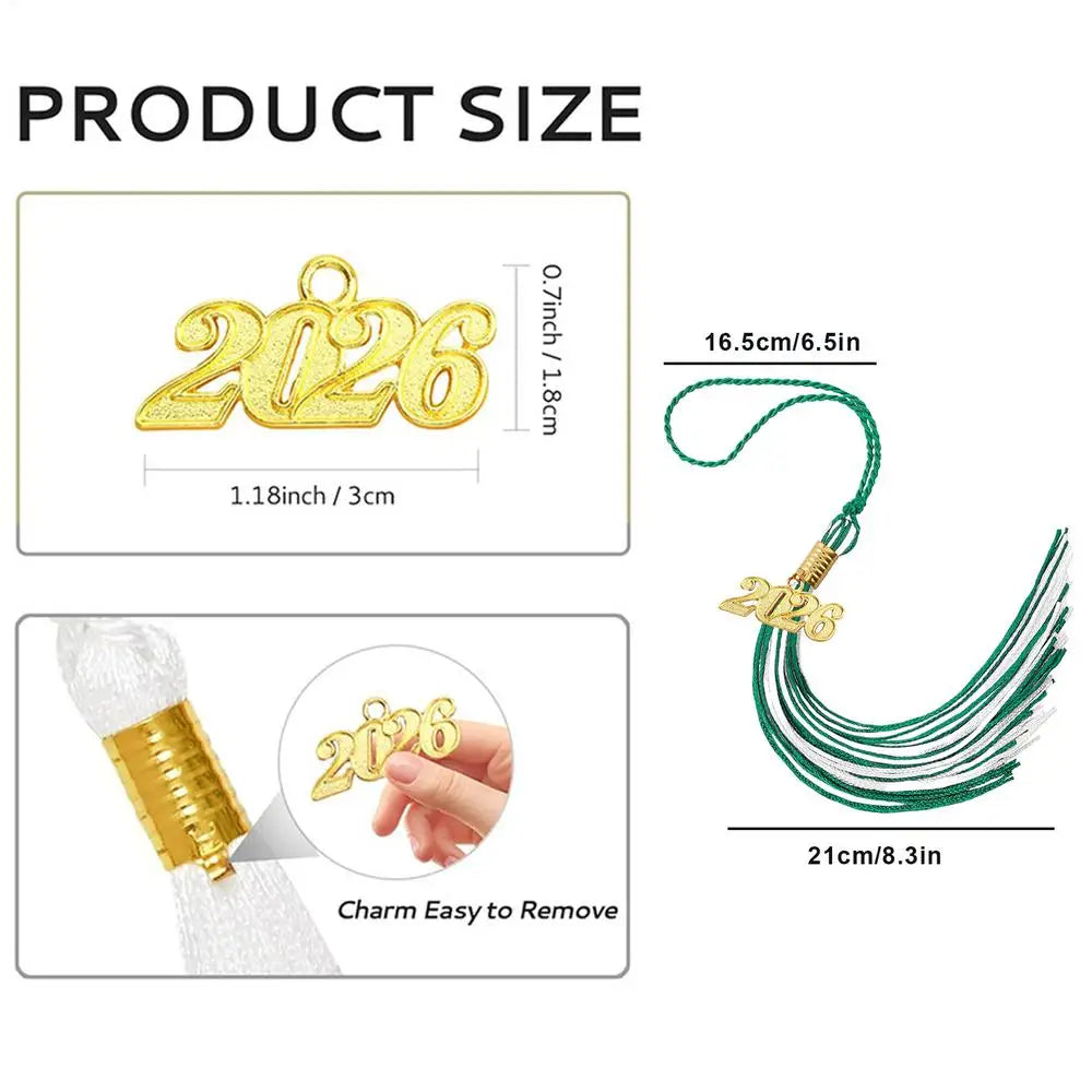2026 Tassel Graduation Soft Decorative Memorial Party Supplies Grad Hat Tassel for High School for Graduate Students Teens Oasis Select Green