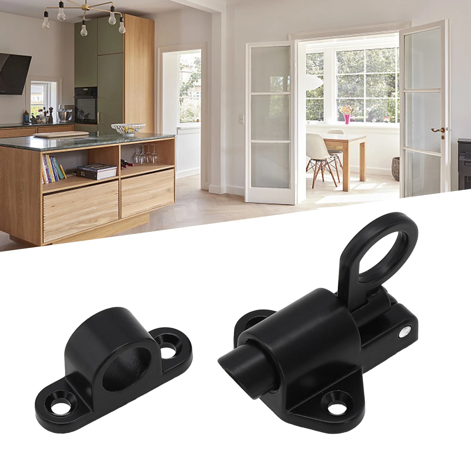 Bolt Latch Lock Pull 2 Color Aluminum Black Door Gate Ring Security W/ Screws Window 2019 High quality Hot sale Oasis Select