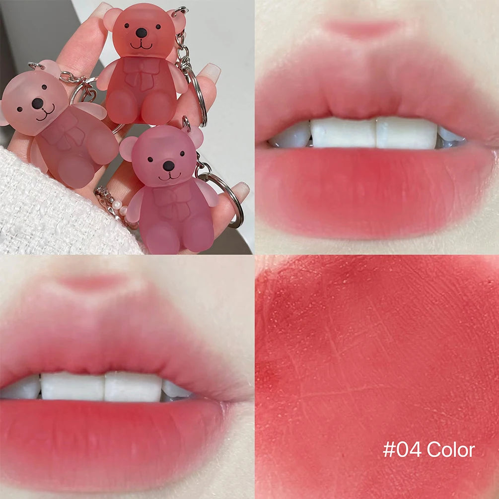 QiBest Bear Velvet Lip Mud – Matte Liquid Lipstick Keychain